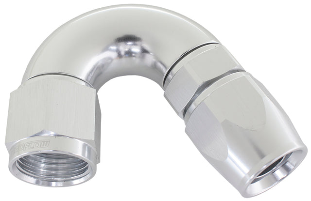 150 Deg -4AN Full Flow Teflon Hose End Silver 1 Piece Full Flow AF575-04DS - Aeroflow