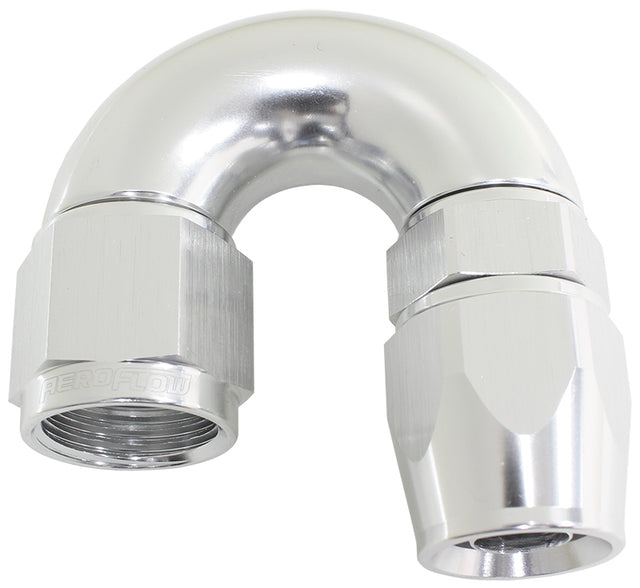 180 Deg -3AN Full Flow Teflon Hose End Silve 1 Piece Full Flow AF576-03DS - Aeroflow