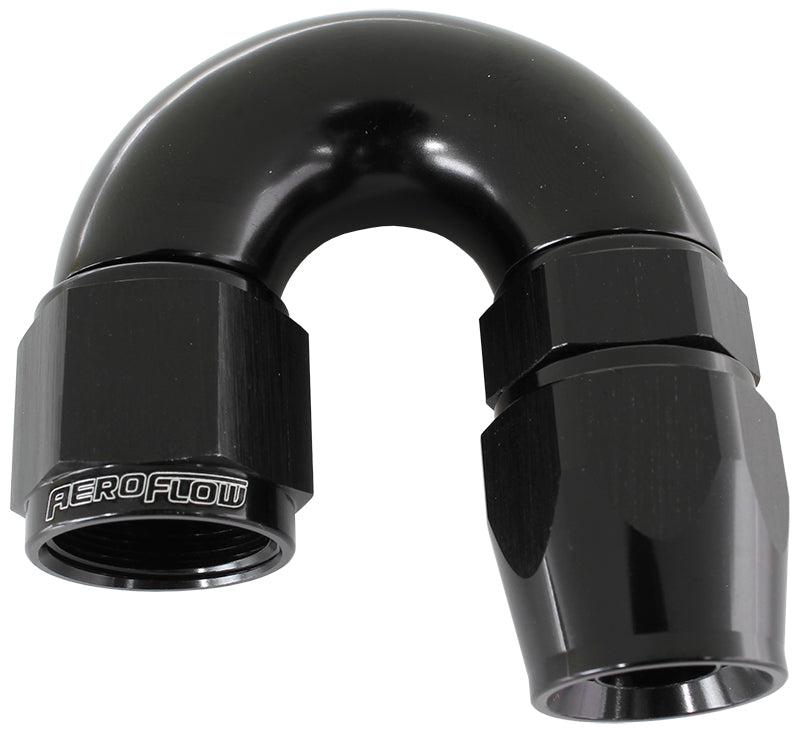 180 Deg -16AN Full Flow Teflon Hose End Black 1 Piece Full Flow AF576-16DBLK - Aeroflow