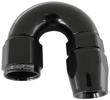 180 Deg -16AN Full Flow Teflon Hose End Black 1 Piece Full Flow AF576-16DBLK - Aeroflow