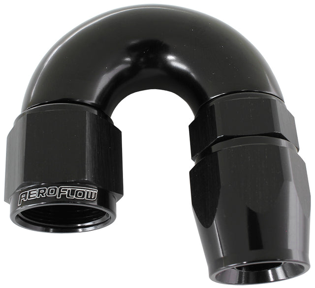 180 Deg -16AN Full Flow Teflon Hose End Black 1 Piece Full Flow AF576-16DBLK - Aeroflow
