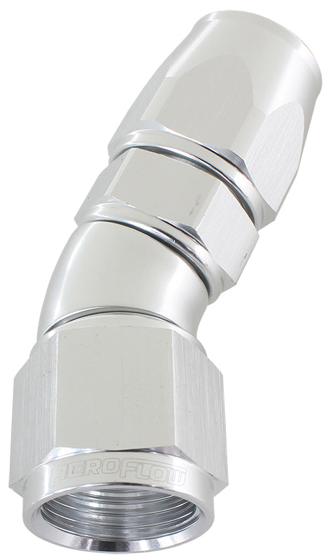 30 Deg -10AN Full Flow Teflon Hose End Silver 1 Piece Full Flow AF577-10DS - Aeroflow