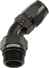 Male End -8ORB To -6AN Teflon Full Flow Billet 45 Deg Black AF582-06-08DBLK - Aeroflow