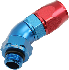 Male End -6ORB To -8AN Teflon Full Flow Billet 45 Deg Blue AF582-08-06D - Aeroflow