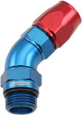 Male End -8ORB To -8AN Teflon Full Flow Billet 45 Deg Blue AF582-08-08D - Aeroflow