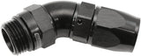 Male End -8ORB To -8AN Teflon Full Flow Billet 45 Deg Black AF582-08-08DBLK - Aeroflow
