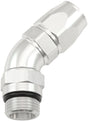 Male End -8ORB To -8AN Teflon Full Flow Billet 45 Deg Silver AF582-08-08DS - Aeroflow