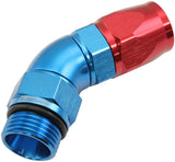 Male End -10ORB To 10AN Teflon Full Flow Billet 45 Deg Blue AF582-10-10D - Aeroflow