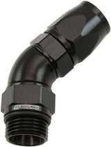 Male End -10ORB To 10AN Teflon Full Flow Billet 45 Deg Black AF582-10-10DBLK - Aeroflow