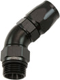 Male End -10ORB To 10AN Teflon Full Flow Billet 45 Deg Black AF582-10-10DBLK - Aeroflow