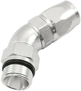 Male End -10ORB To 10AN Teflon Full Flow Billet 45 Deg Silver AF582-10-10DS - Aeroflow