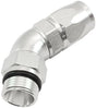 Male End -10ORB To 10AN Teflon Full Flow Billet 45 Deg Silver AF582-10-10DS - Aeroflow