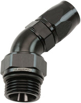 Male End -12ORB To 10AN Teflon Full Flow Billet 45 Deg Black AF582-10-12DBLK - Aeroflow