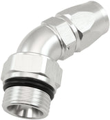 Male End -12ORB To 10AN Teflon Full Flow Billet 45 Deg Silver AF582-10-12DS - Aeroflow