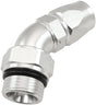 Male End -12ORB To 10AN Teflon Full Flow Billet 45 Deg Silver AF582-10-12DS - Aeroflow