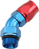 Male End -12ORB To 12AN Teflon Full Flow Billet 45 Deg Blue AF582-12-12D - Aeroflow