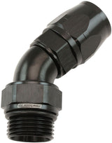 Male End -12ORB To 12AN Teflon Full Flow Billet 45 Deg Black AF582-12-12DBLK - Aeroflow