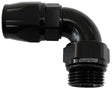 Male End -6ORB To -6AN Teflon Full Flow Billet 90 Deg Black AF583-06-06DBLK - Aeroflow