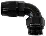 Male End -6ORB To -6AN Teflon Full Flow Billet 90 Deg Black AF583-06-06DBLK - Aeroflow