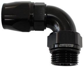 Male End -6ORB To -6AN Teflon Full Flow Billet 90 Deg Black AF583-06-06DBLK - Aeroflow