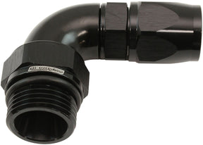 Male End -8ORB To -6AN Teflon Full Flow Billet 90 Deg Black AF583-06-08DBLK - Aeroflow