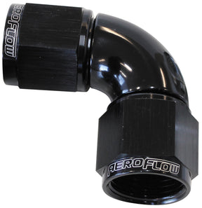 -6AN 90 Deg Swivel Coupler Black Billet Full Flow 1 Piece AF583-06BLK - Aeroflow