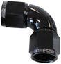 -6AN 90 Deg Swivel Coupler Black Billet Full Flow 1 Piece AF583-06BLK - Aeroflow