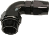 Male End -6ORB To -8AN Teflon Full Flow Billet 90 Deg Black AF583-08-06DBLK - Aeroflow