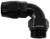 Male End -8ORB To -8AN Teflon Full Flow Billet 90 Deg Black AF583-08-08DBLK - Aeroflow
