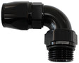 Male End -12ORB To 12AN Teflon Full Flow Billet 90 Deg Black AF583-12-12DBLK - Aeroflow