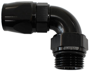 Male End -12ORB To 12AN Teflon Full Flow Billet 90 Deg Black AF583-12-12DBLK - Aeroflow
