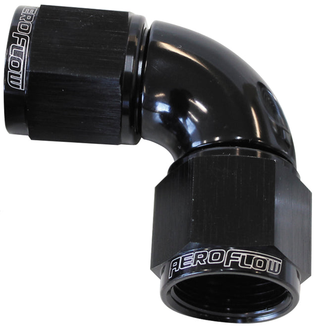 -20AN 90 Deg Swivel Coupler Black Billet Full Flow 1 Piece AF583-20BLK - Aeroflow