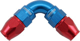 90 Deg -4AN To -4AN Teflon Full Flow Double Hose Ends Blue PTFE AF593-04-04D - Aeroflow