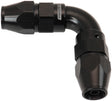 90 Deg -4AN To -4AN Teflon Full Flow Double Hose Ends PTFE Black AF593-04-04DBLK - Aeroflow