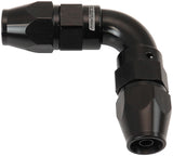90 Deg -4AN To -4AN Teflon Full Flow Double Hose Ends PTFE Black AF593-04-04DBLK - Aeroflow