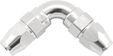 90 Deg -4AN To -4AN Teflon Full Flow Double Hose Ends PTFE Silver AF593-04-04DS - Aeroflow