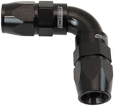 90 Deg -6AN To -6AN Teflon Full Flow Double Hose Ends Black PTFE AF593-06-06DBLK - Aeroflow