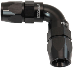 90 Deg -6AN To -6AN Teflon Full Flow Double Hose Ends Black PTFE AF593-06-06DBLK - Aeroflow