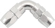 90 Deg -6AN To -6AN Teflon Full Flow Double Hose Ends PTFE Silver AF593-06-06DS - Aeroflow