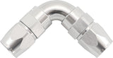 90 Deg -6AN To -6AN Teflon Full Flow Double Hose Ends PTFE Silver AF593-06-06DS - Aeroflow