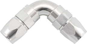 90 Deg -6AN To -6AN Teflon Full Flow Double Hose Ends PTFE Silver AF593-06-06DS - Aeroflow