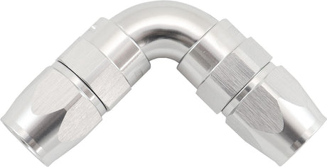 90 Deg -6AN To -6AN Teflon Full Flow Double Hose Ends PTFE Silver AF593-06-06DS - Aeroflow