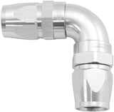 90 Deg -10AN To -10AN Teflon Full Flow Double Hose Ends Silver PTFE AF593-10-10DS - Aeroflow