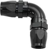 90 Deg -12AN To -12AN Teflon Full Flow Double Hose Ends Black PTFE AF593-12-12DBLK - Aeroflow