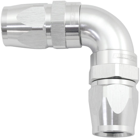 90 Deg -12AN To -12AN Teflon Full Flow Double Hose Ends Silver PTFE AF593-12-12DS - Aeroflow