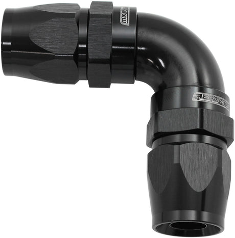 90 Deg -16AN To -16AN Teflon Full Flow Double Hose Ends Black PTFE AF593-16-16DBLK - Aeroflow