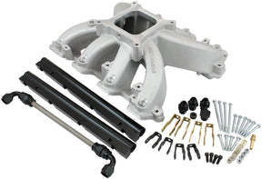 GM LS Carby Intake Manifold Rectangle Hi Rise EFI LS3 Natural AF6050-6001 - Aeroflow
