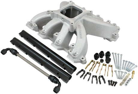 GM LS Carby Intake Manifold Rectangle Hi Rise EFI LS3 Natural AF6050-6001 - Aeroflow