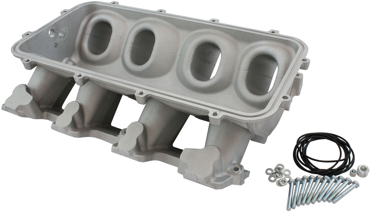 Low Rise Non EFI GM LS Base Modular Intake Mani Cathedral Port Natural AF6079-5000 - Aeroflow