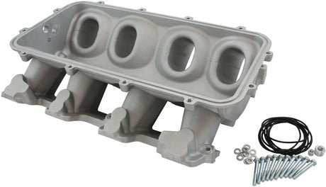 Low Rise Non EFI GM LS Base Modular Intake Mani Cathedral Port Natural AF6079-5000 - Aeroflow